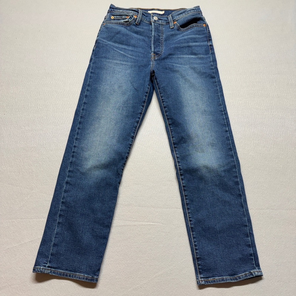 Levis Wedgie Straight Jeans Womens 29 Medium Wash Blue High Rise 34964-0207